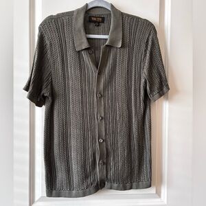 Truth Olive Short-Sleeve Sweater Button Up Size Medium